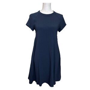 Max Mara Intrend Shift Dress Women’s Size 2 Navy Blue Short Sleeve Swing Style